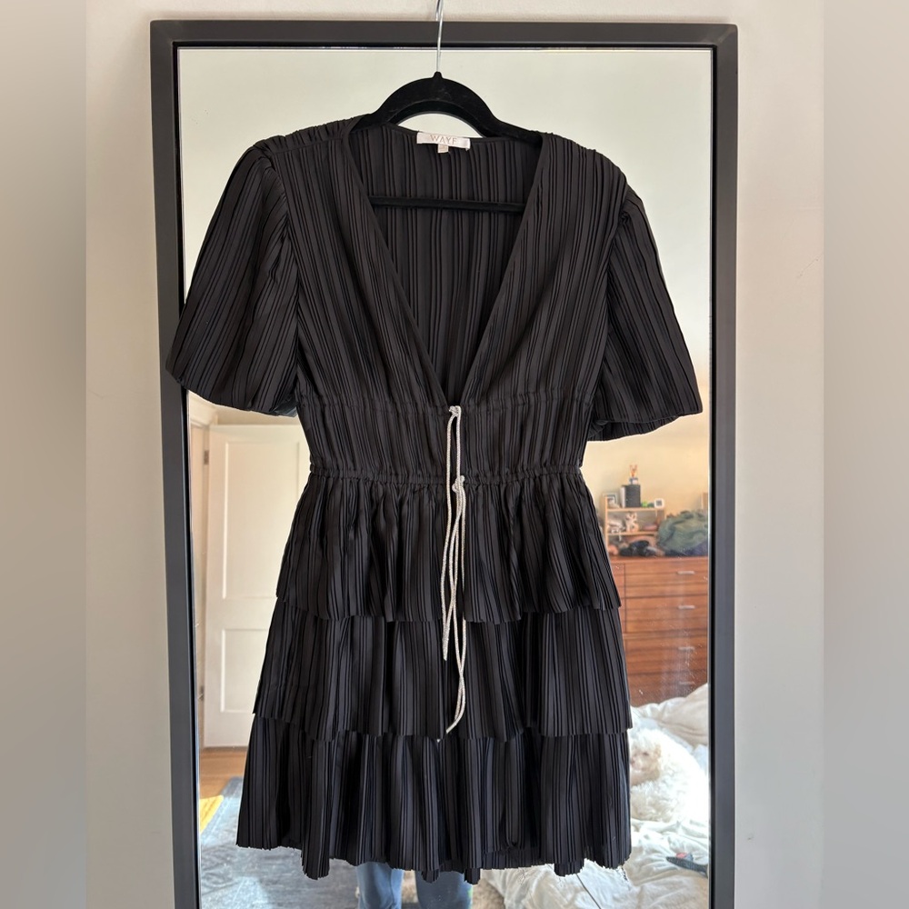 WAYF Pleated Tiered Dress